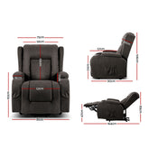 Artiss Electric Recliner Chair Lift Heated Massage Chairs Fabric Lounge Sofa.